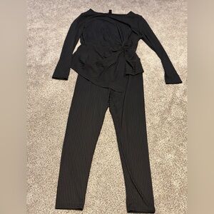 SHEIN Elegant Black Ribbed Set